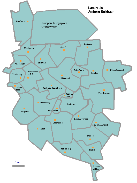 Gemeinden im Landkreis Amberg-Sulzbach